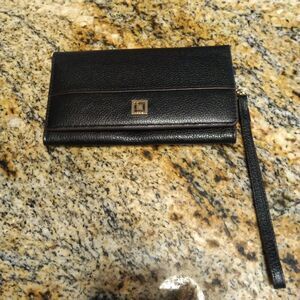 Lodis Bifold Wallet Black Genuine Pebbled Leather Credit Card Case Purse EUC